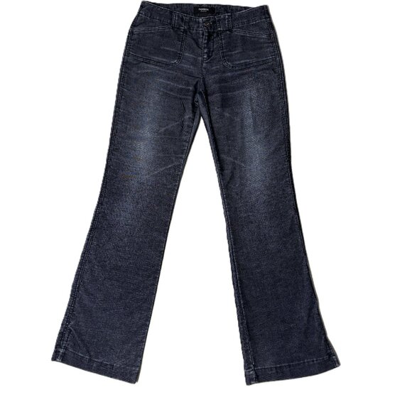 Express Stretch Navy Corduroy Pants Womens 3/4 Inseam 32 Straight Leg Ankle Slit - Picture 2 of 13